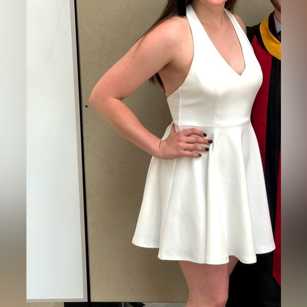 Lulu's White Halter Skater Dress